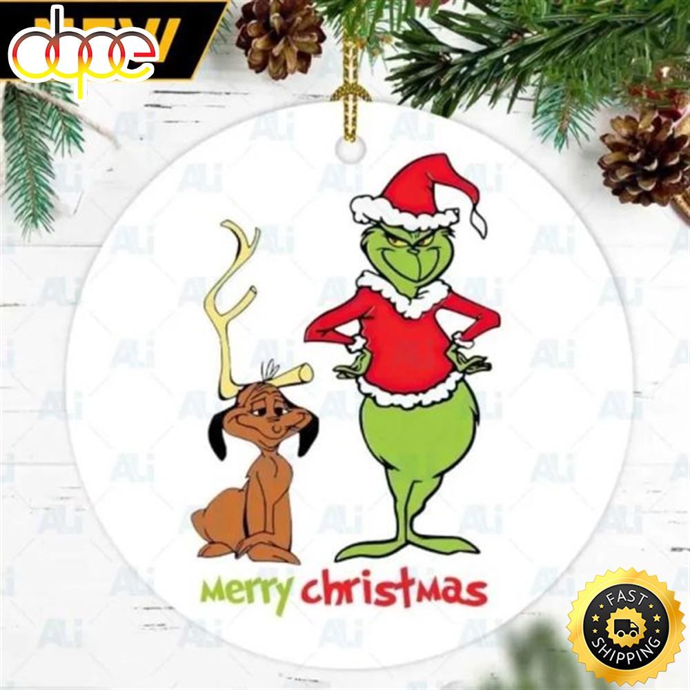 Max And The Grinch Face Christmas Grinch Ceramic Tree Ornaments Ip7q8v