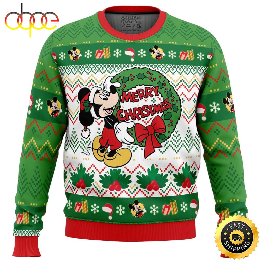 Merry Christmas Mickey Mouse Disney Ugly Christmas Sweater 1 Glv9rg