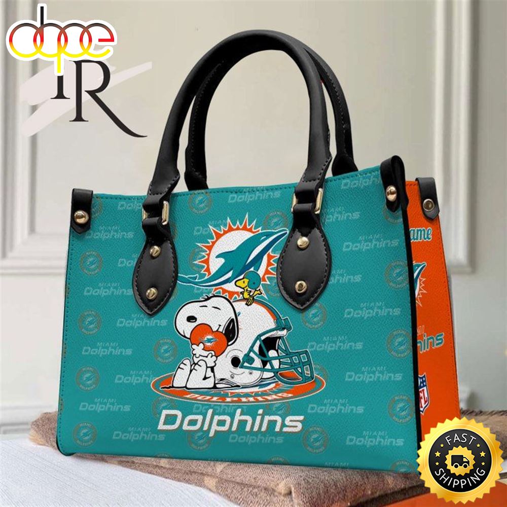 Miami Dolphins NFL Snoopy Women Premium Leather Hand Bag 1 Y5ed6z