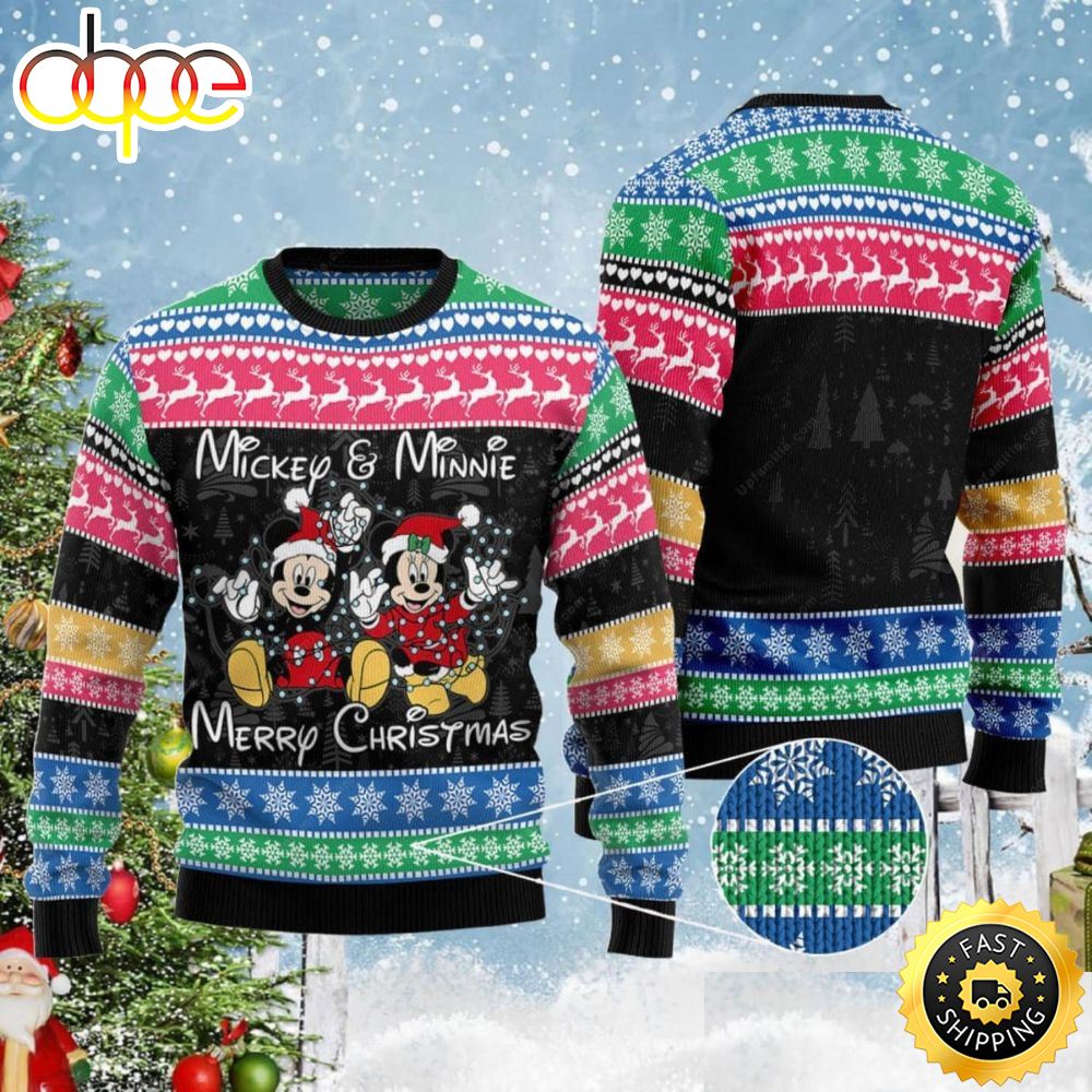 Mickey And Minnie Merry Xmas Disney Ugly Christmas Sweater 1 Lmdc0p