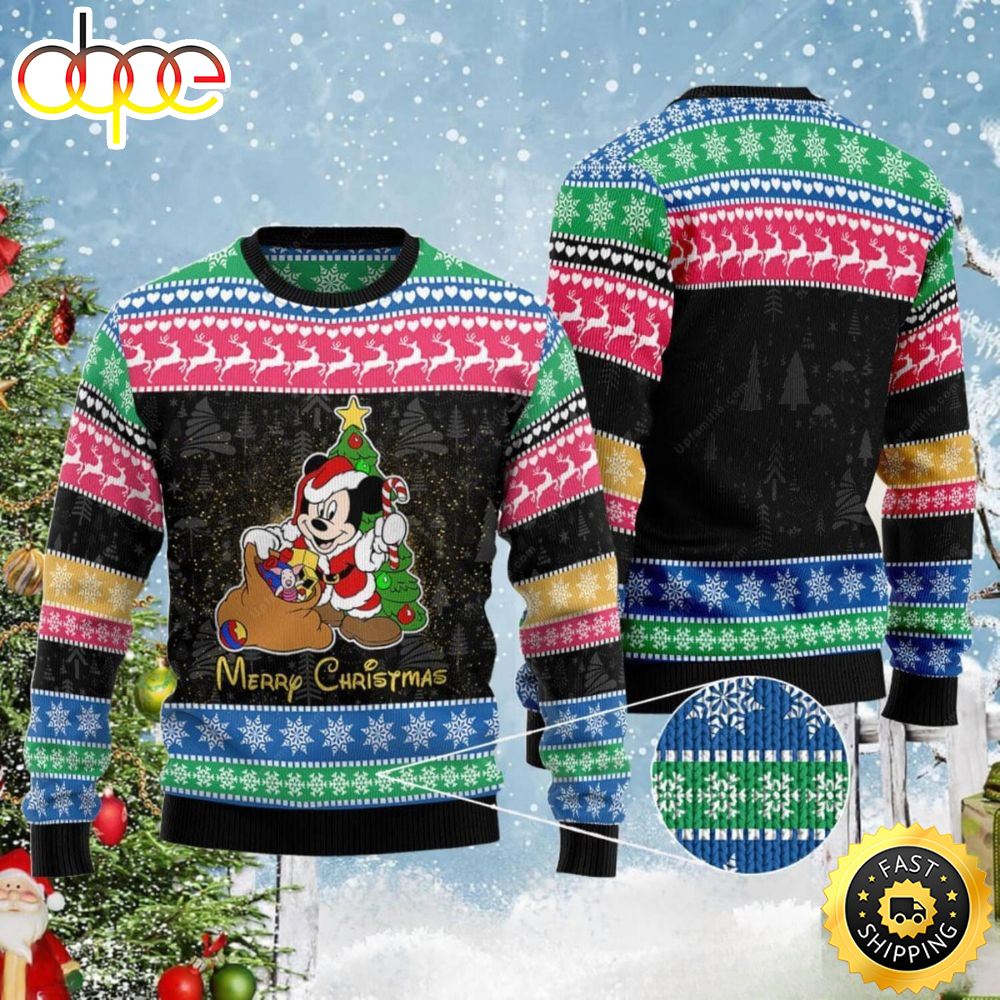 Mickey Santa A Merry Xmas Disney Ugly Christmas Sweater 1 Vpgag2