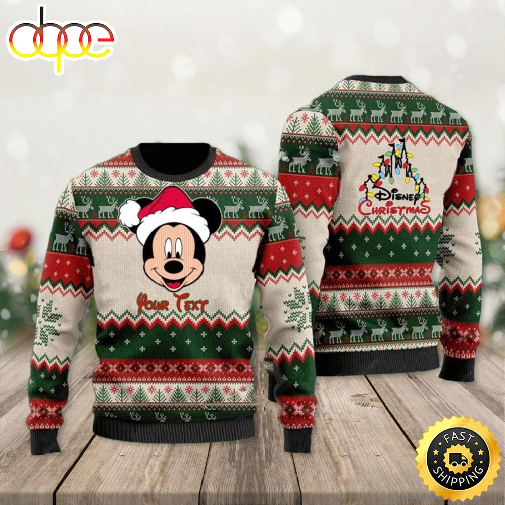 Mickey Santa Personalized Disney Cartoon Lover Christmas Gift Ugly Christmas Sweater 1 K75dpw