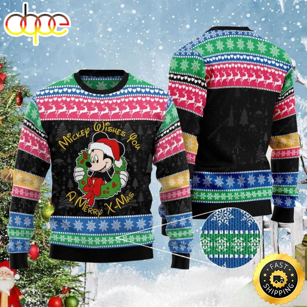 Mickey Wishes You A Merry Xmas Disney Ugly Christmas Sweater 1 Bclvy0