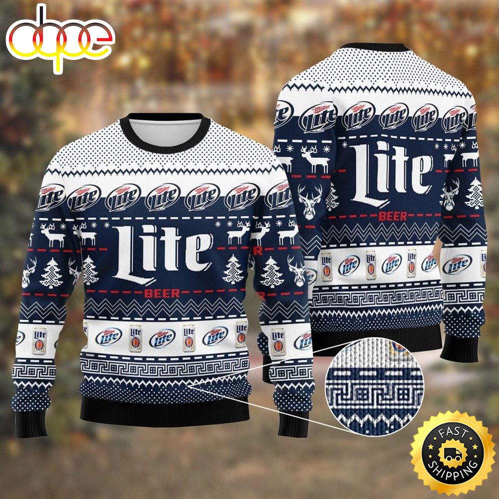 Miller Lite Amazing Gift Idea Thanksgiving Gift Ugly Sweater Jo26rr