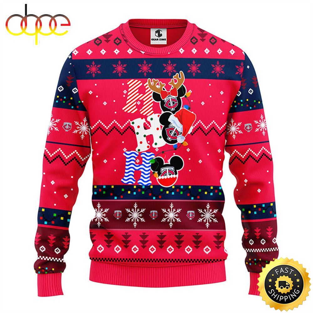 Minnesota Twins Hohoho Mickey Christmas Ugly Sweater 1 Jplact
