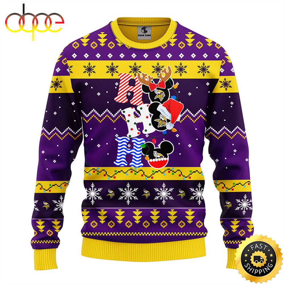 Funny Mickey Mouse Minnesota Vikings Disney Ugly Christmas Sweater