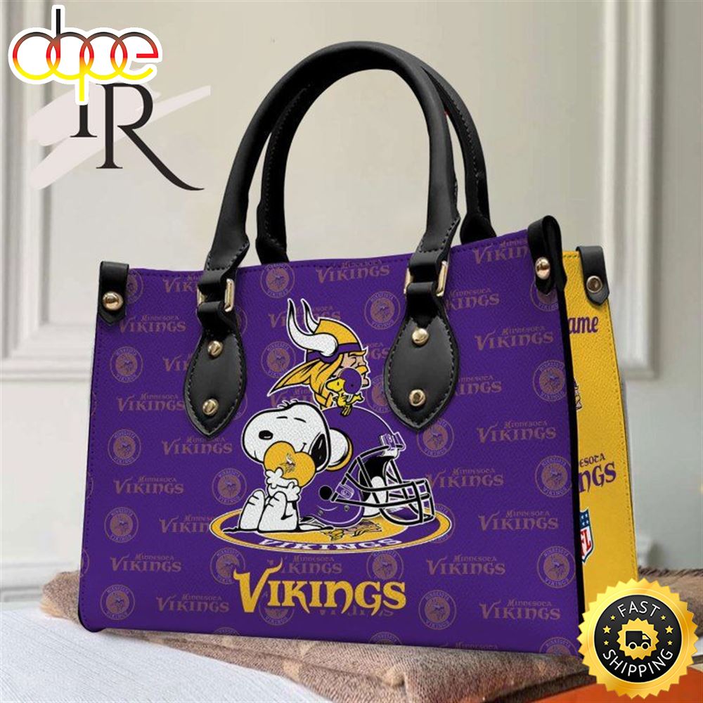 Minnesota Vikings NFL Snoopy Women Premium Leather Hand Bag 1 Hstm5p
