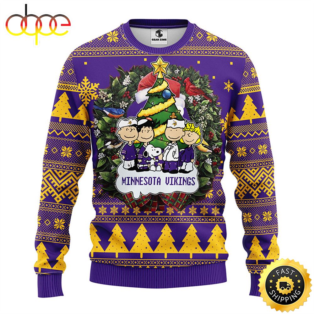 Minnesota Vikings Snoopy Dog Christmas Ugly Sweater 1 Kfwcjd
