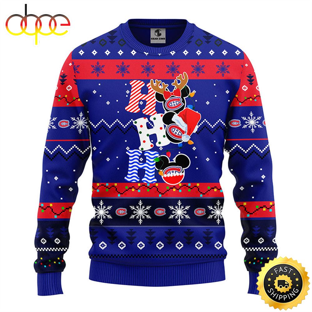 Montreal Canadians Hohoho Mickey Christmas Ugly Sweater 1 Dqx1qp