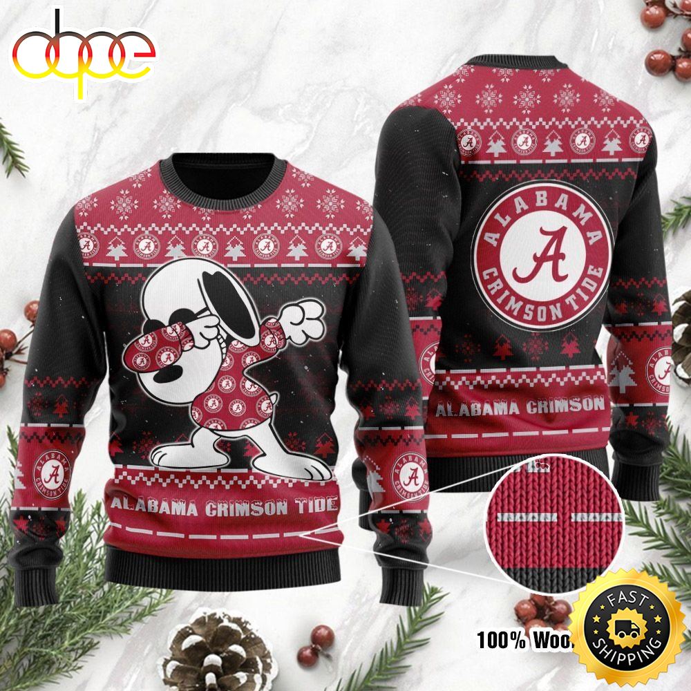 NFL Alabama Crimson Tide Snoopy Dabbing Holiday Party Christmas Ugly Sweater Qsn9mo