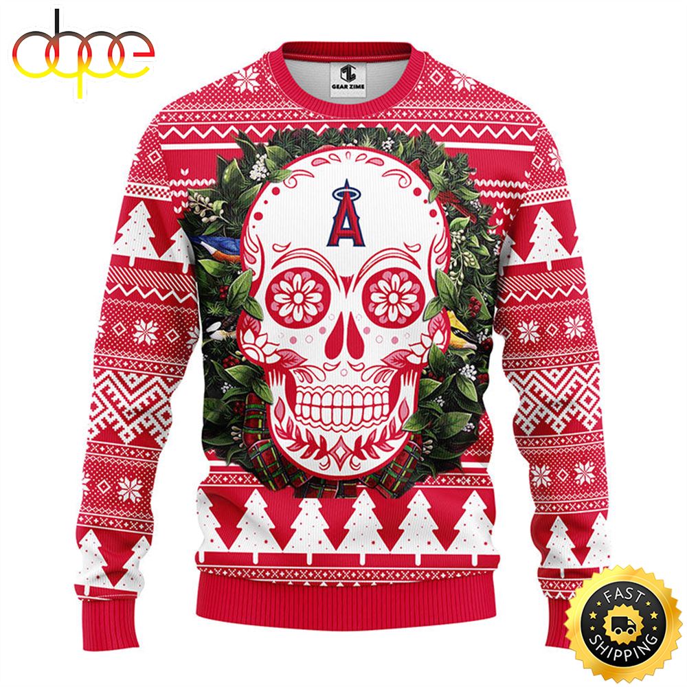 NFL Los Angeles Angels Skull Flower Ugly Christmas Ugly Sweater Sgraot