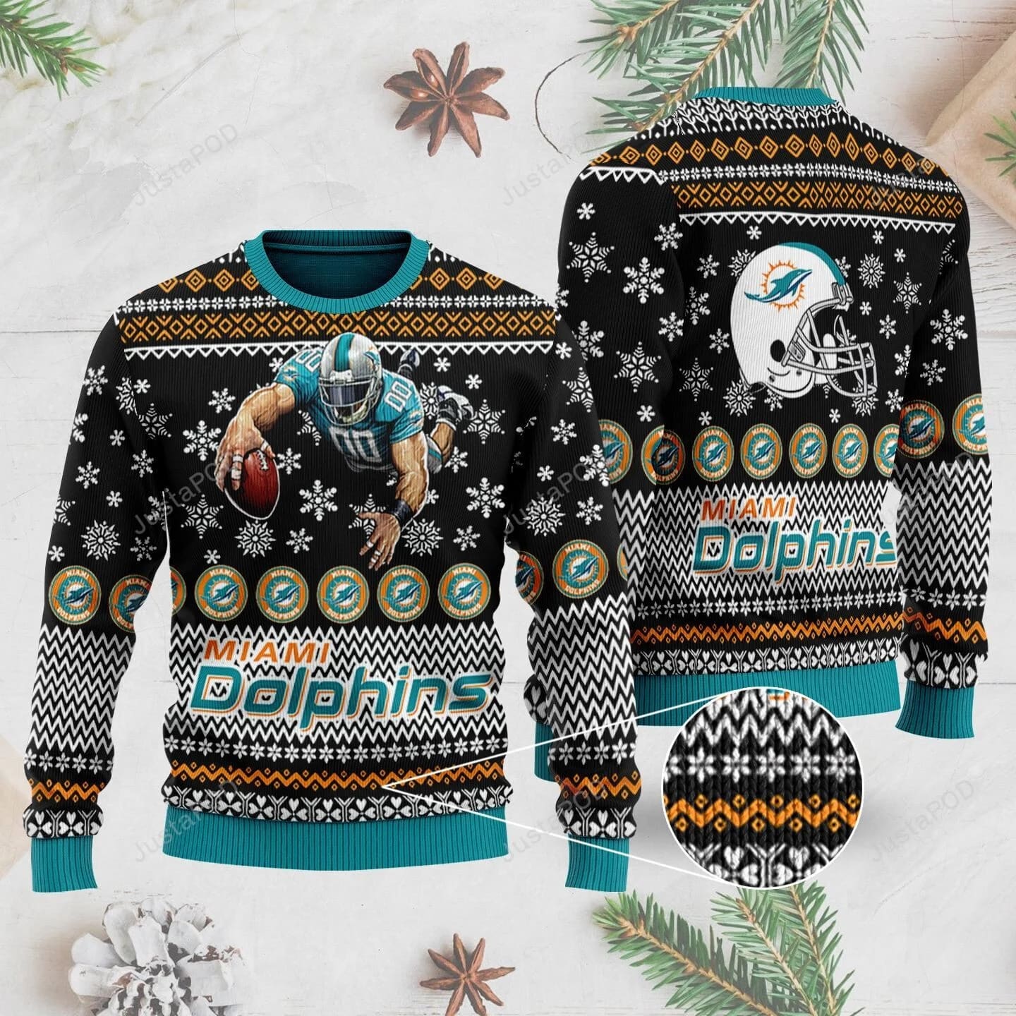 NFL Miami Dolphins Black Christmas Ugly Sweater M84oqt
