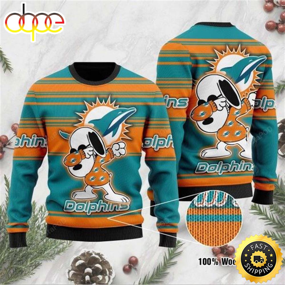 NFL Miami Dolphins Snoopy Christmas Ugly Sweater Sknp7j