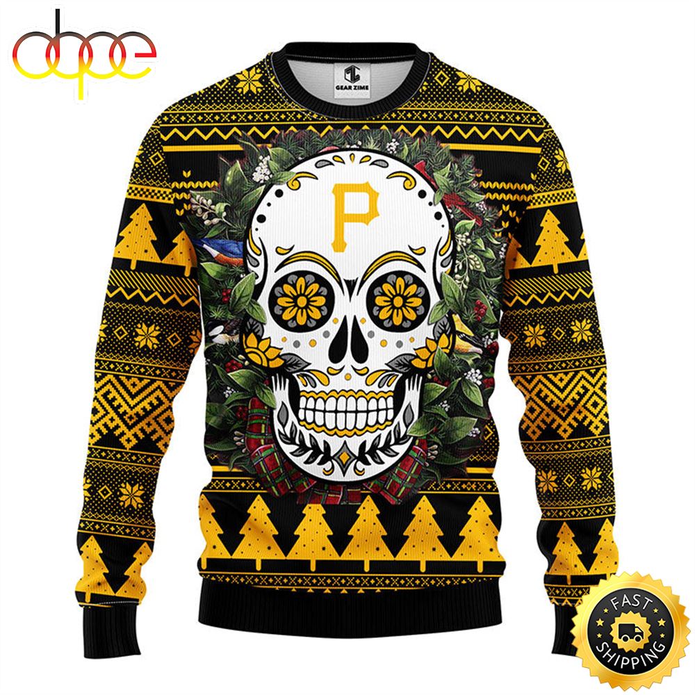 NFL Pittsburgh Pirates Skull Flower Ugly Christmas Ugly Sweater Acpxdd