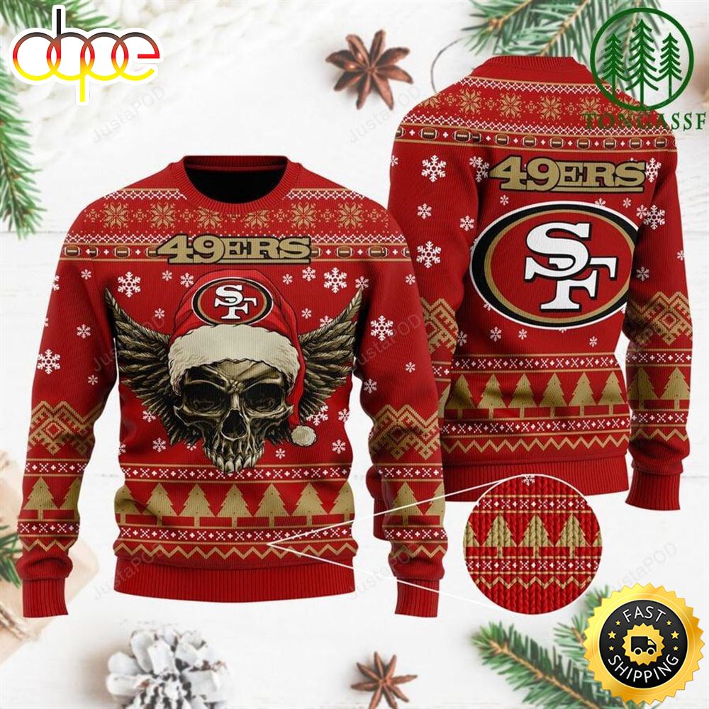 NFL San Francisco 49ers Golden Skull Christmas Ugly Sweater Ffnk1e