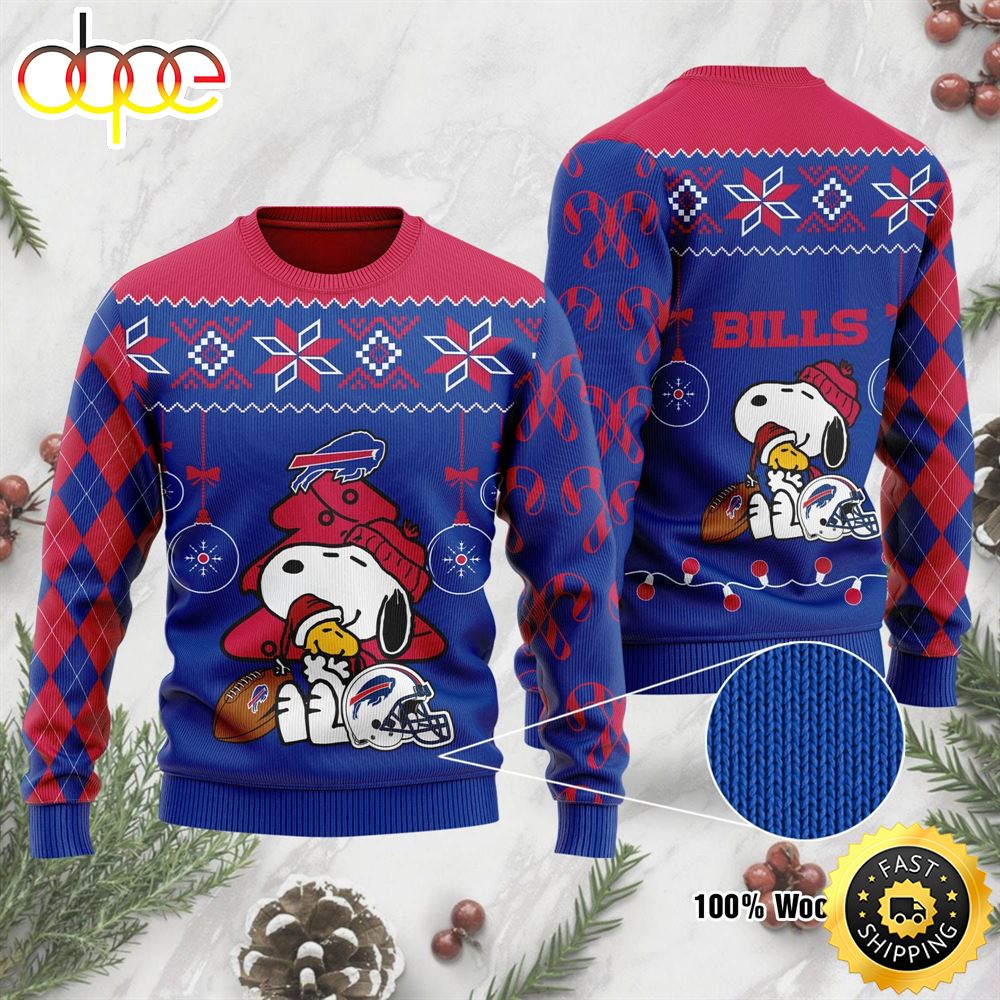 NFL Snoopy And Woodstock Buffalo Bills Christmas Ugly Sweater Qzesat