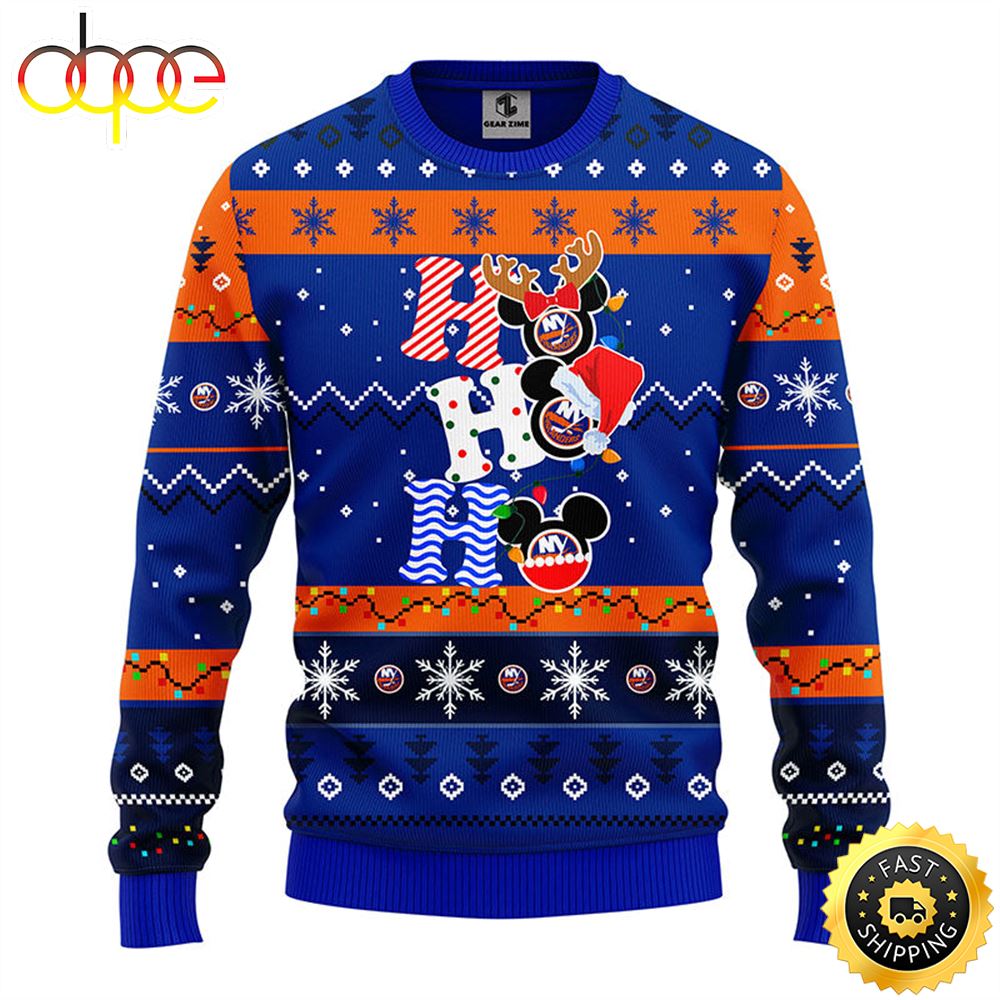 New York Islanders Hohoho Mickey Christmas Ugly Sweater 1 Waxh43