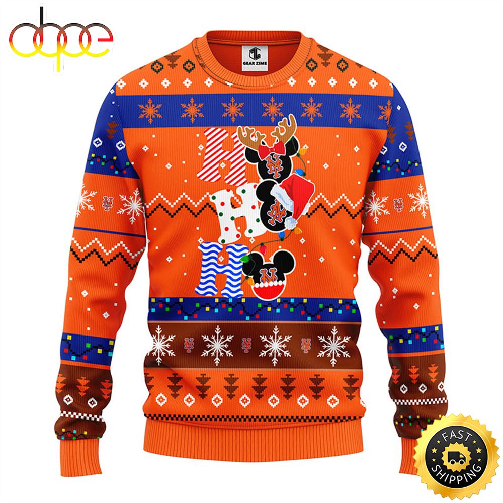 New York Mets Hohoho Mickey Christmas Ugly Sweater 1 Ewdi9s