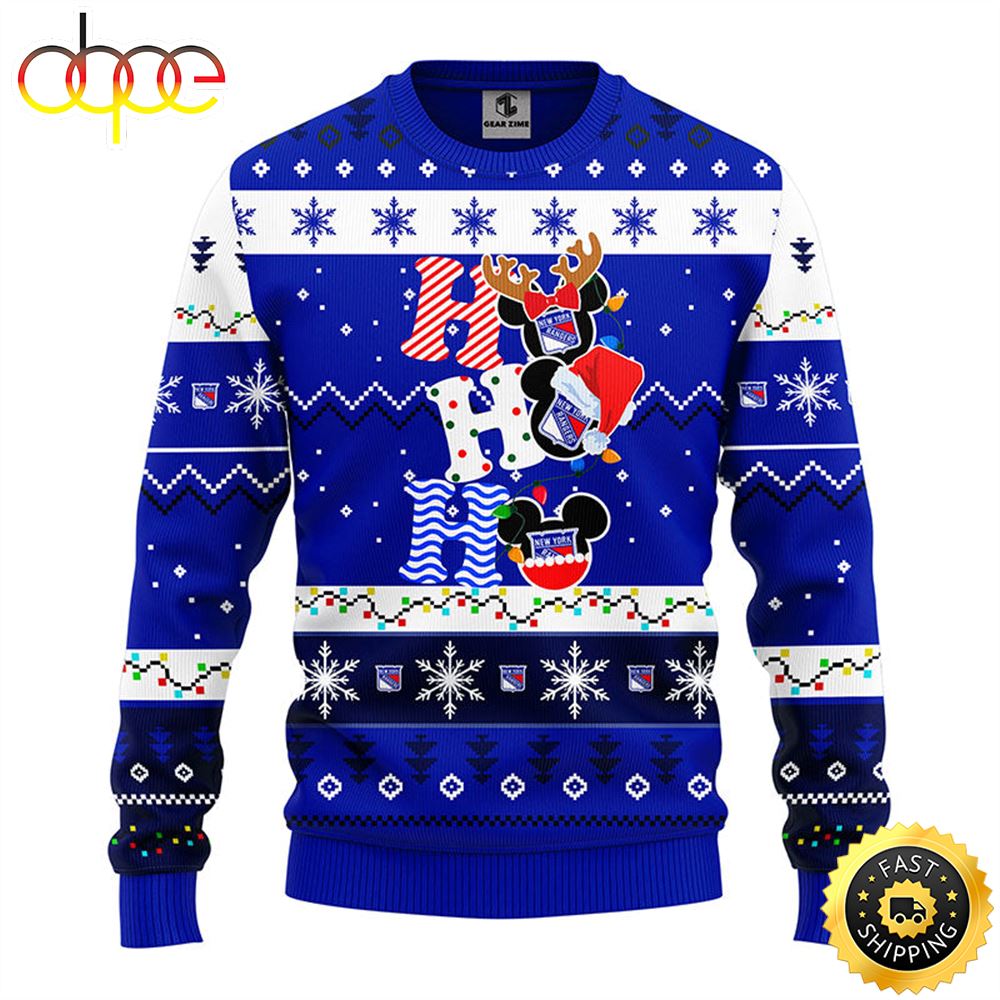 New York Rangers Hohoho Mickey Christmas Ugly Sweater 1 Fkdbp8