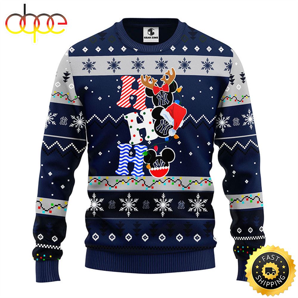 New York Yankees Hohoho Mickey Christmas Ugly Sweater 1 Txdz6b
