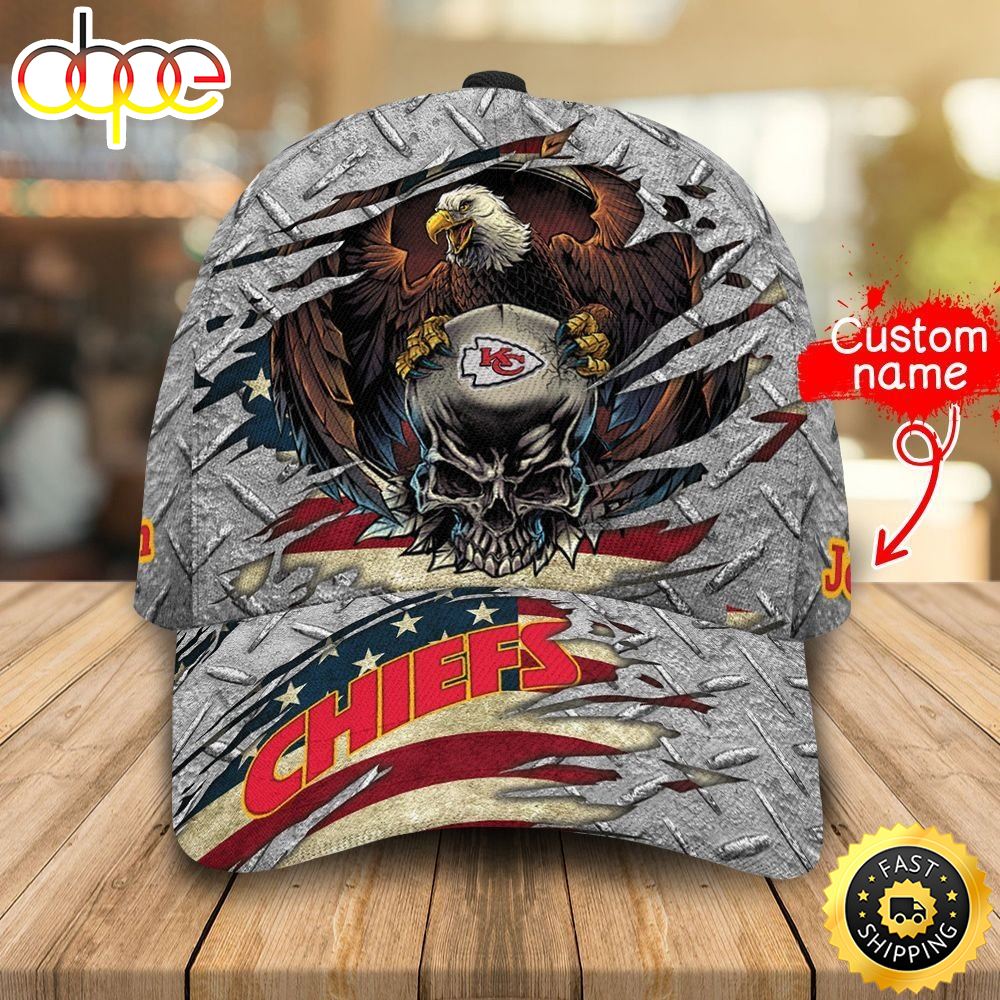 Nfl Kansas City Chiefs Eagle Skull Custom Name 3d Cap –