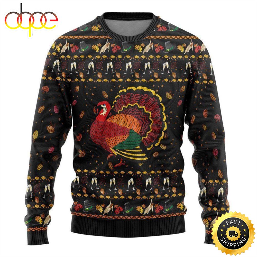 Party Turkey Thanksgiving Ugly Christmas Sweater For Men Women Q3cnwd