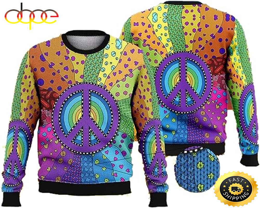 Peace Color Hippie Mens Sweater Winter Holiday Vbvi6c