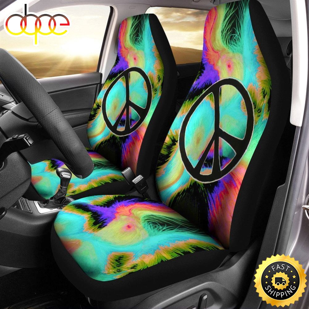 Peace Symbol Car Seat Covers Custom Hippe Car Accessories Upslym