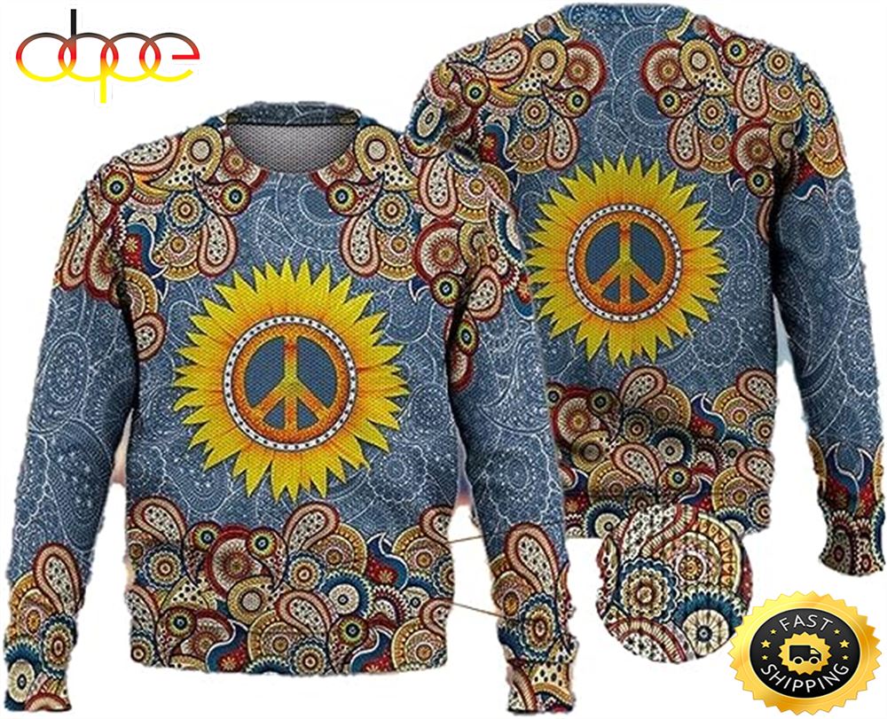 Peace Ugly Sweaters Hippie Mens Sweater Winter Holiday Zj71nc