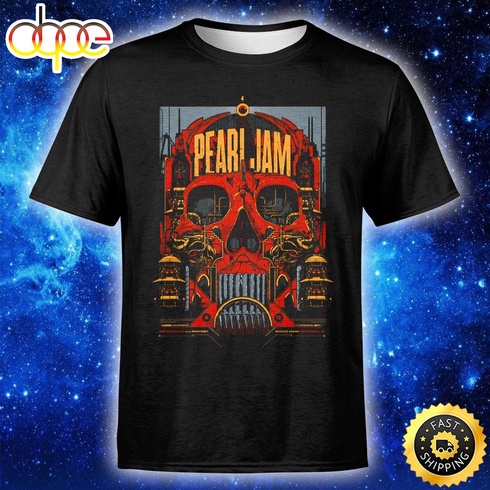Pearl Jam S Vancouver Bc Tour History Unisex T Shirt Xsirqt