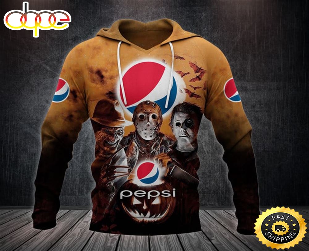 Pepsi With Michael Myers And Freddy Krueger And Jason Voorhees Pumpkin Halloween 1 All Over Print Hoodie Prdqpq