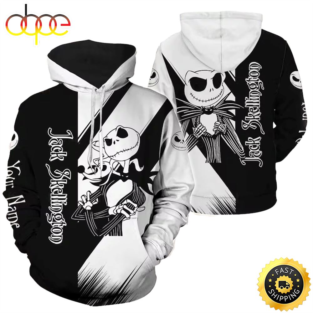 Personalized Jack Skellington And Zero Hoodie Zip Hoodie 3D All Over Print G2fxyh