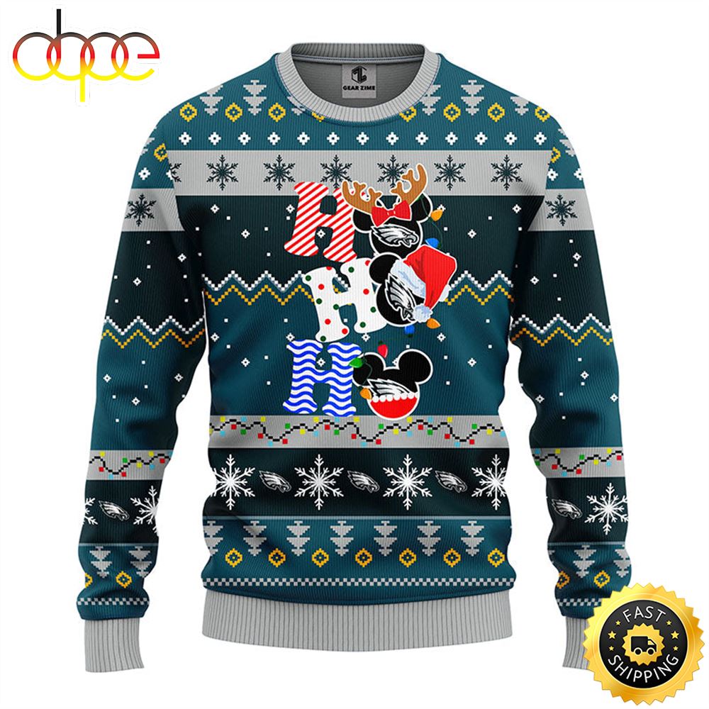 Philadelphia Eagles HoHoHo Mickey Christmas Ugly Sweater 1 Dystay