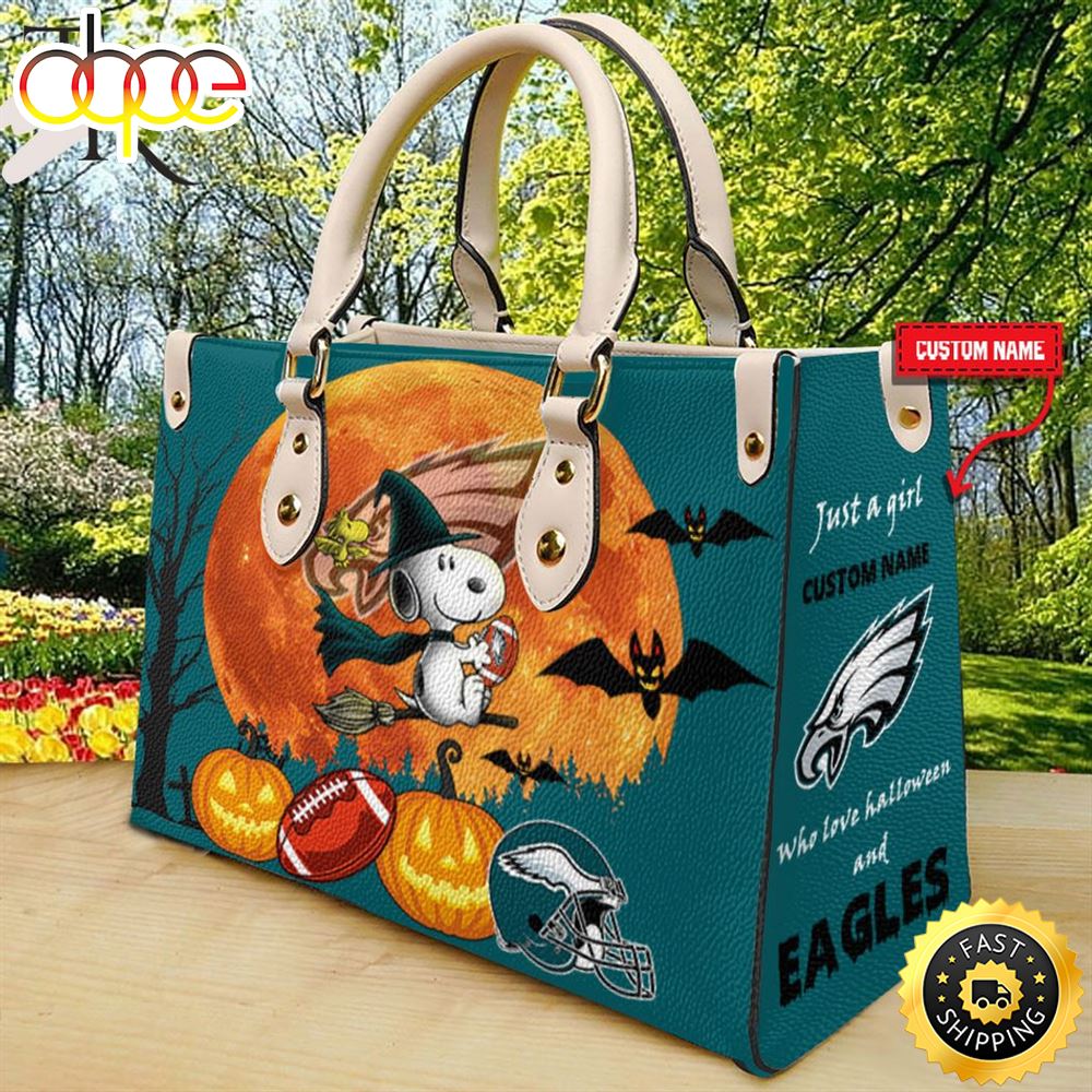 Philadelphia Eagles NFL Snoopy Halloween Women Leather Hand Bag 1 Rg0ery