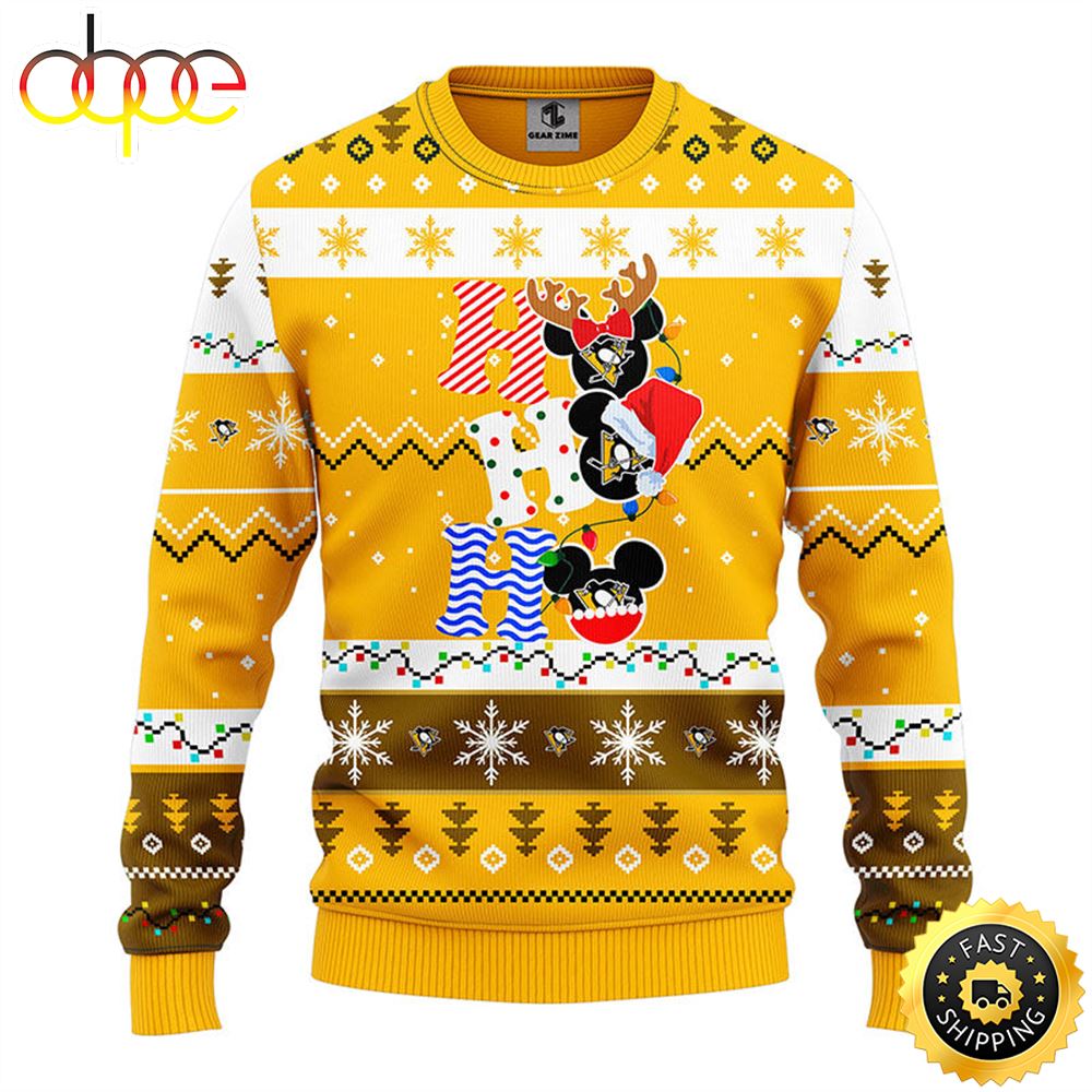 Pittsburgh Penguins Hohoho Mickey Christmas Ugly Sweater 1 Yjigst