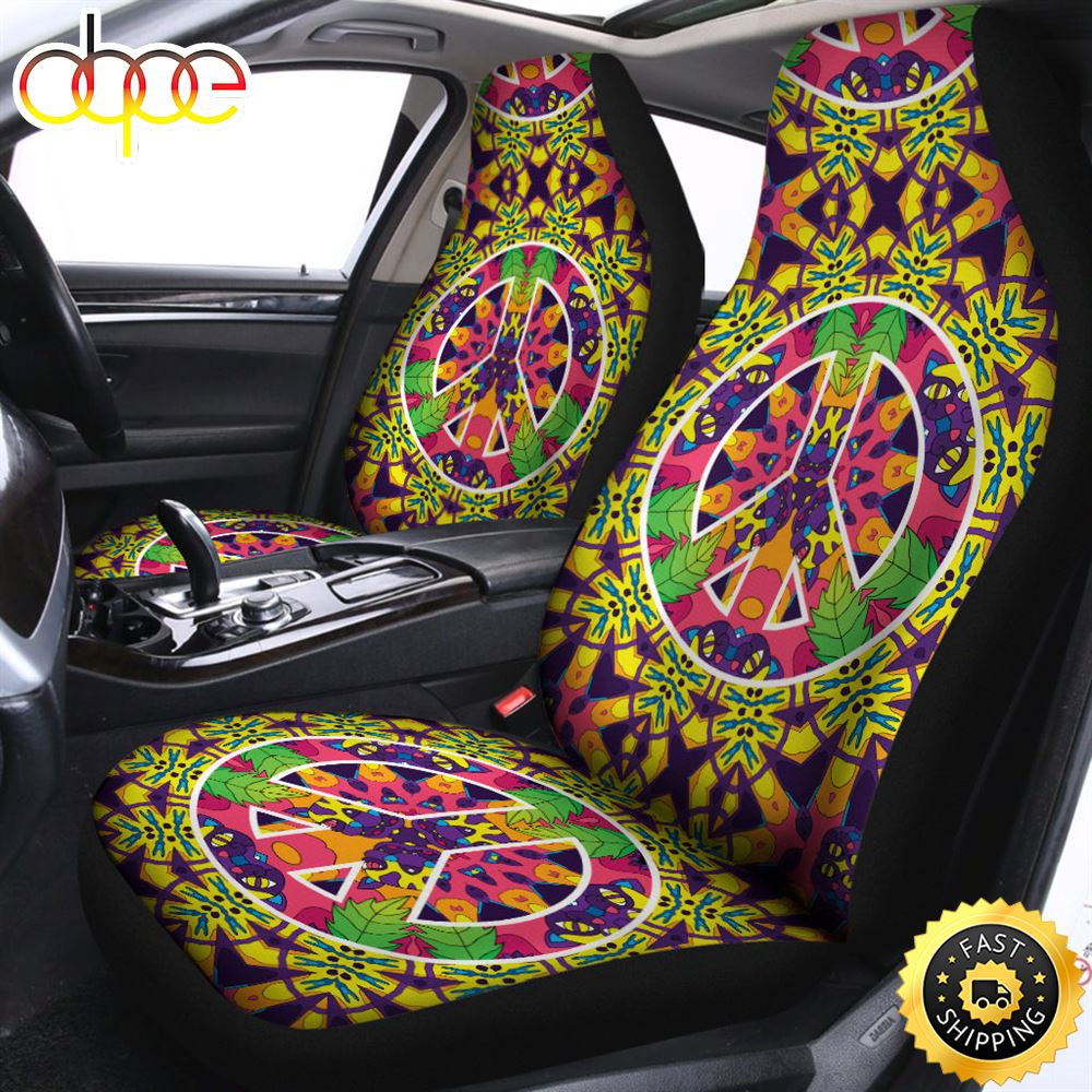 Psychedelic Hippie Peace Sign Print Universal Fit Car Seat Covers Cuycmy