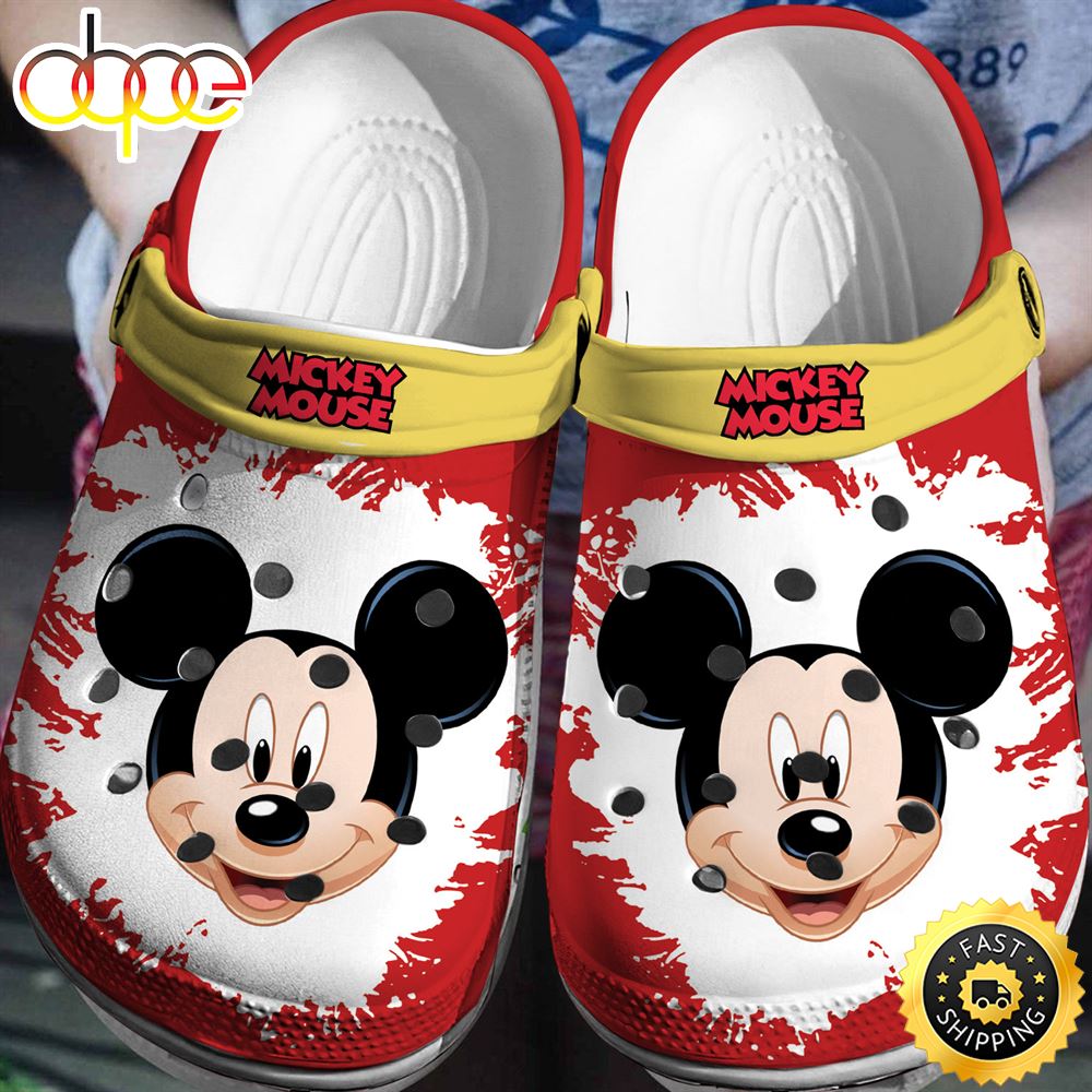 Red Mickey Mouse Crocs Classic Clogs Xypwim