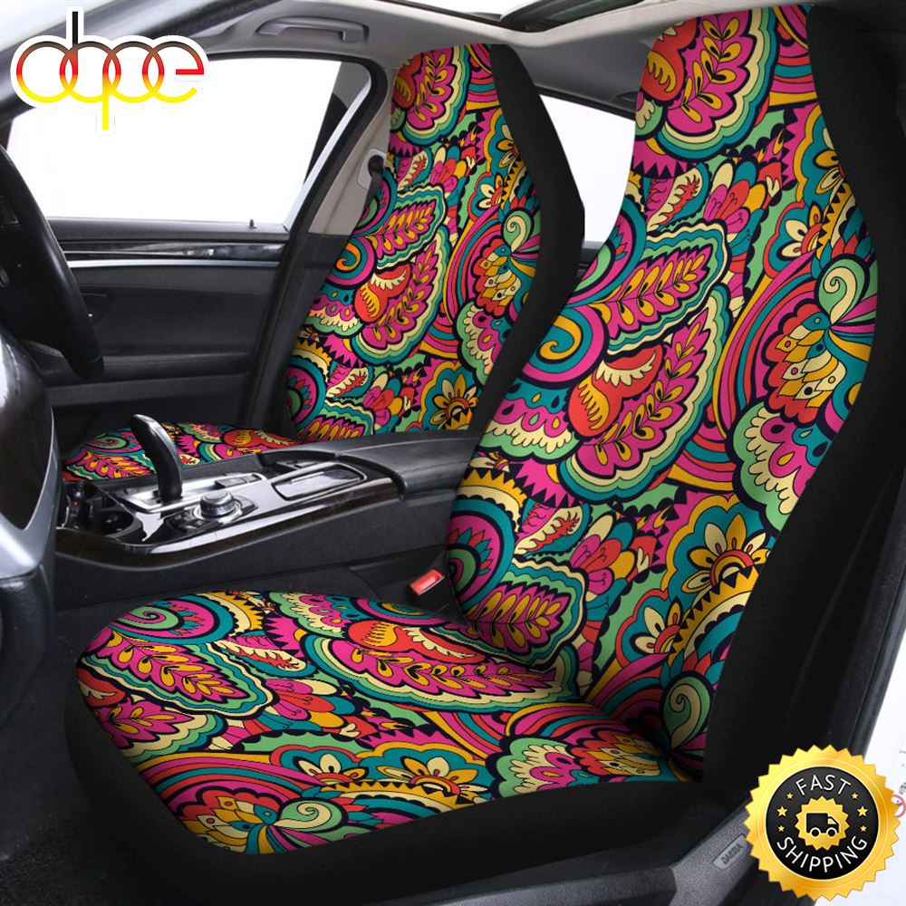 Retro Psychedelic Hippie Pattern Print Universal Fit Car Seat Covers Ysum6z