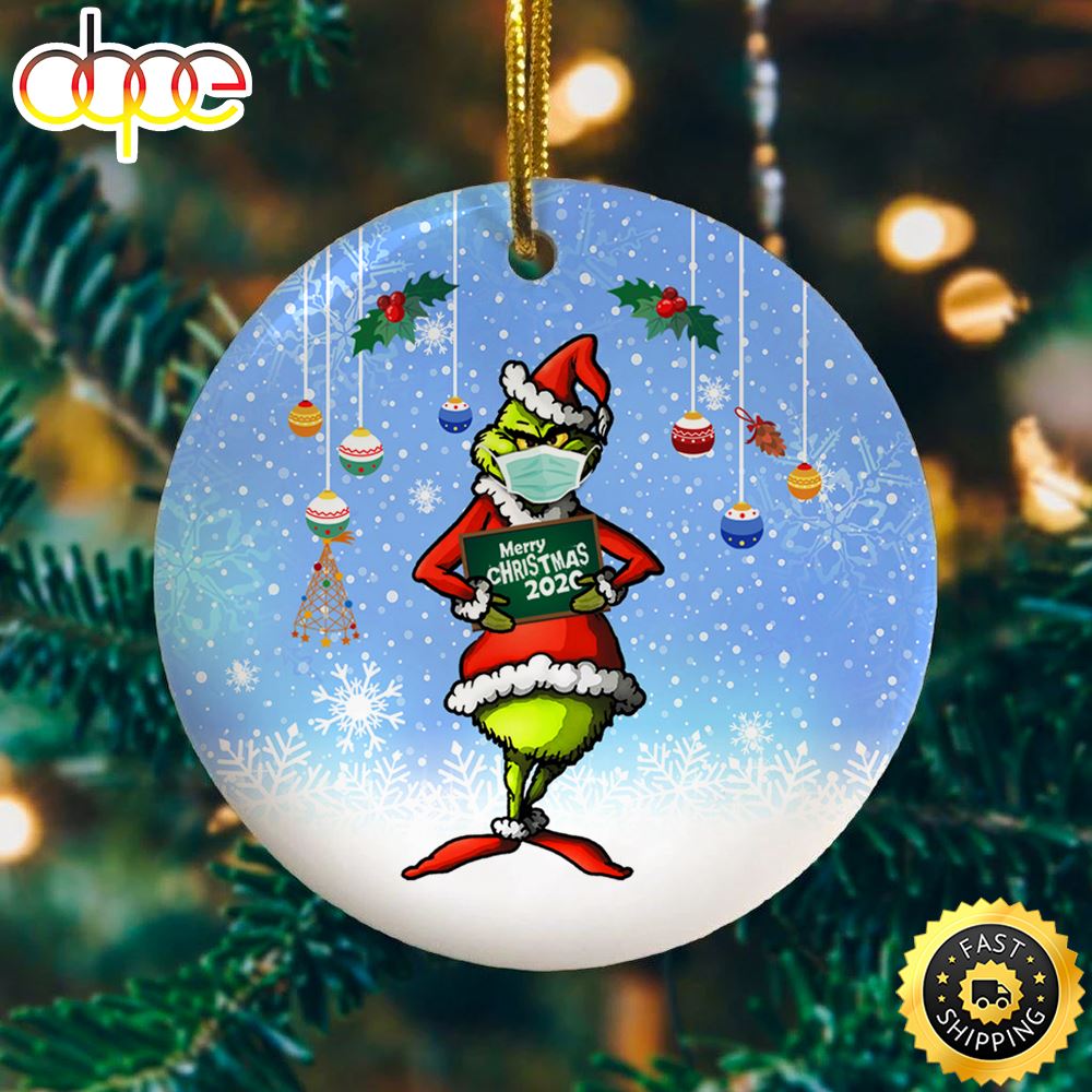 Santa Green Character Wearing Ma Sk Christmas Ornament Ipxl8j