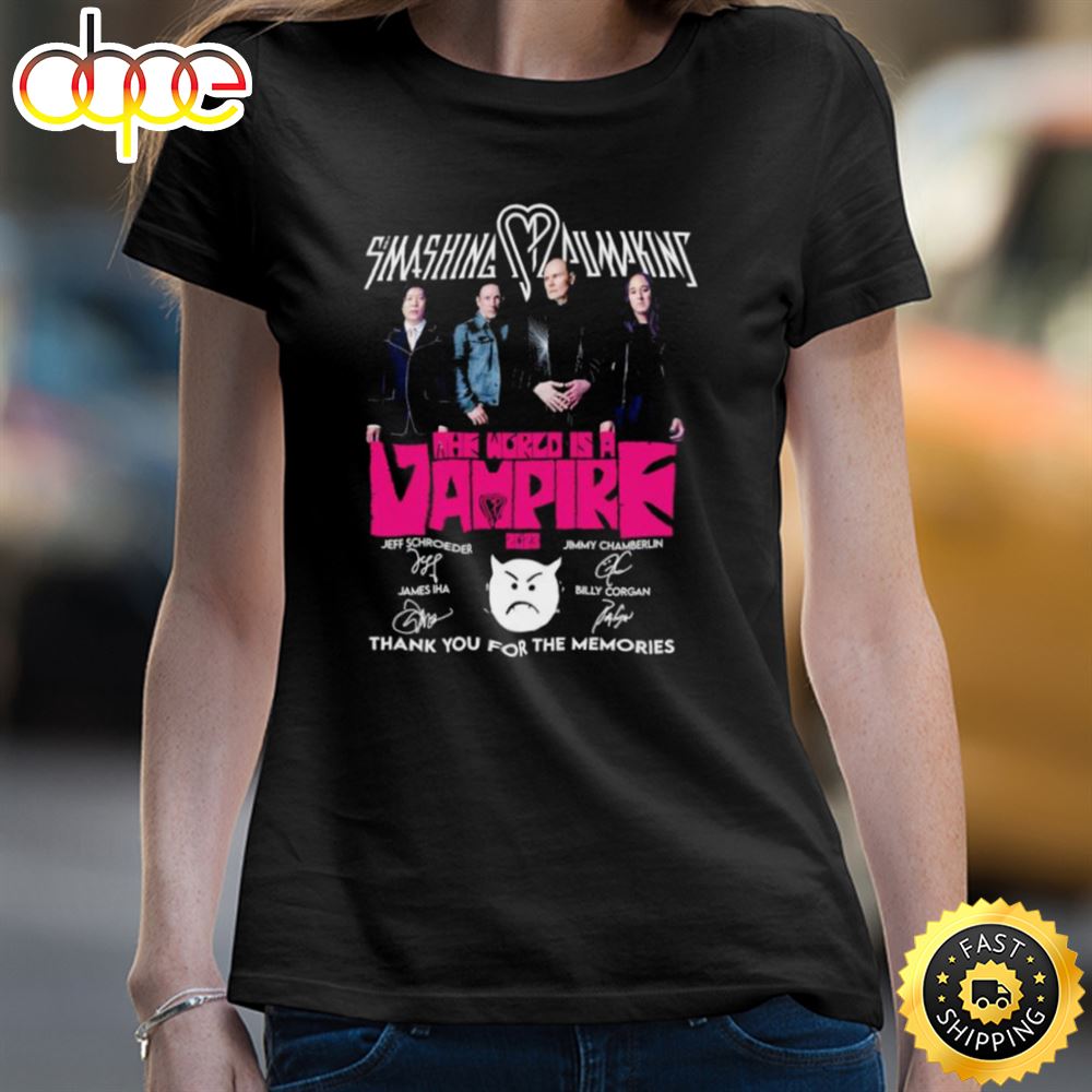 Smashing Pumpkins The World Is A Vampire 2023 Thank You For The Memories Signatures Shirt Rupyqb