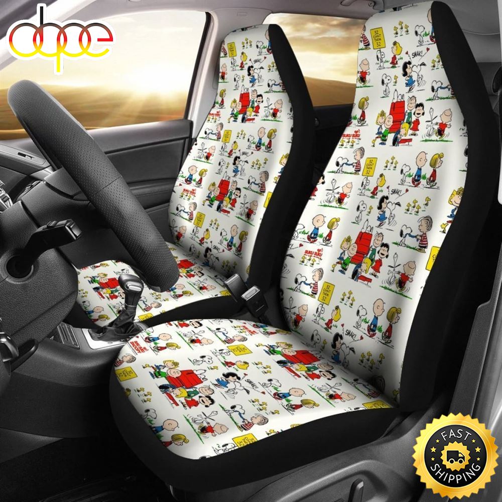 Snoopy Friends Cute White Design Car Seat Covers Universal Fit 1 Okfndg