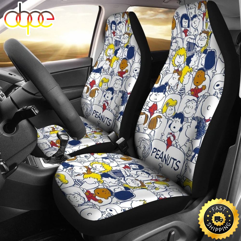 Snoopy Peanuts Full Character White Car Seat Covers Universal Fit 1 Dth1tu