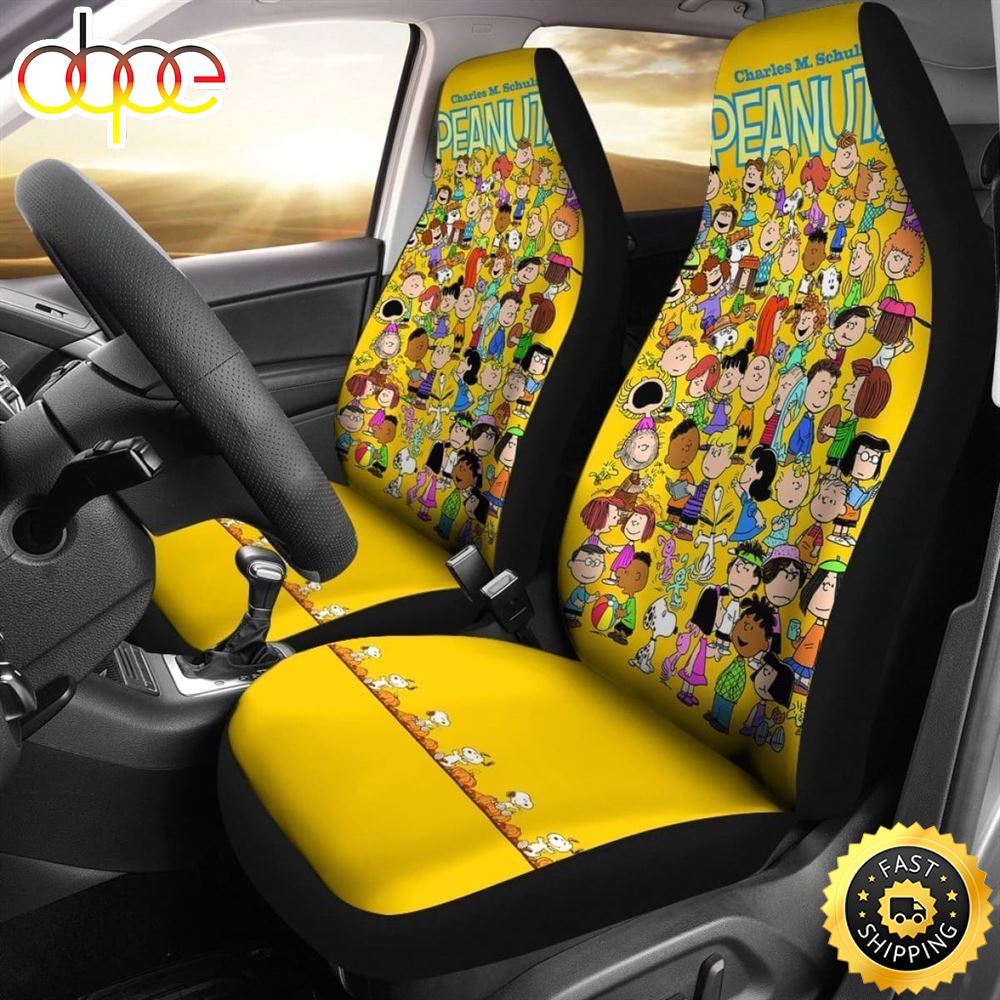 Snoopy Peanuts Full Character Yellow Car Seat Covers Universal Fit 1 Gnrho1