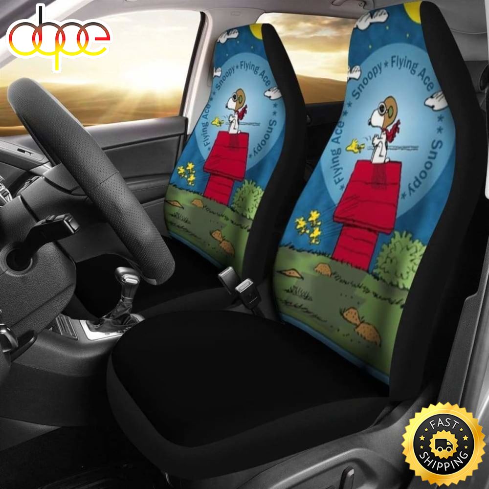 Snoopy The Flying Ace Cartoon Car Seat Covers Universal Fit 1 Lctikq