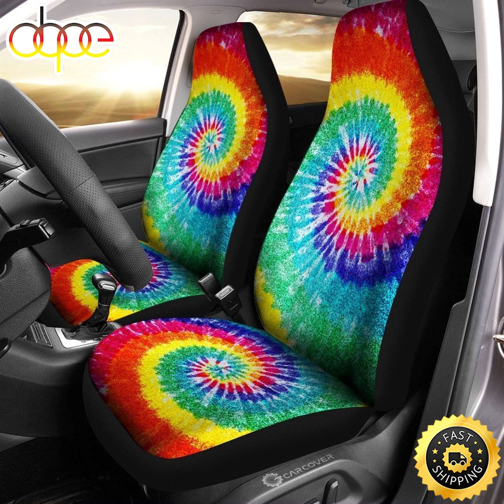 Spiral Tie Dye Car Seat Covers Custom Car Accessories Hippie Gifts Eusleh