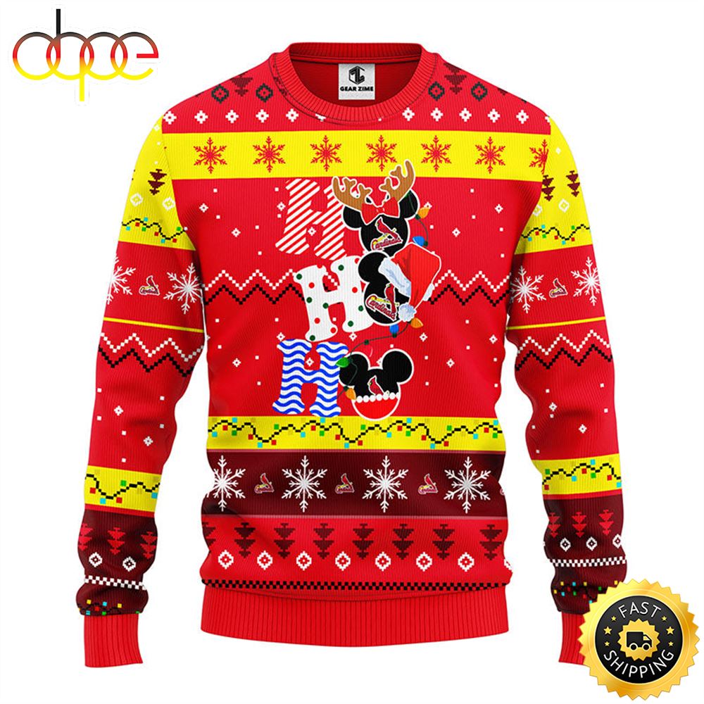St. Louis Cardinals Hohoho Mickey Christmas Ugly Sweater 1 Moragu