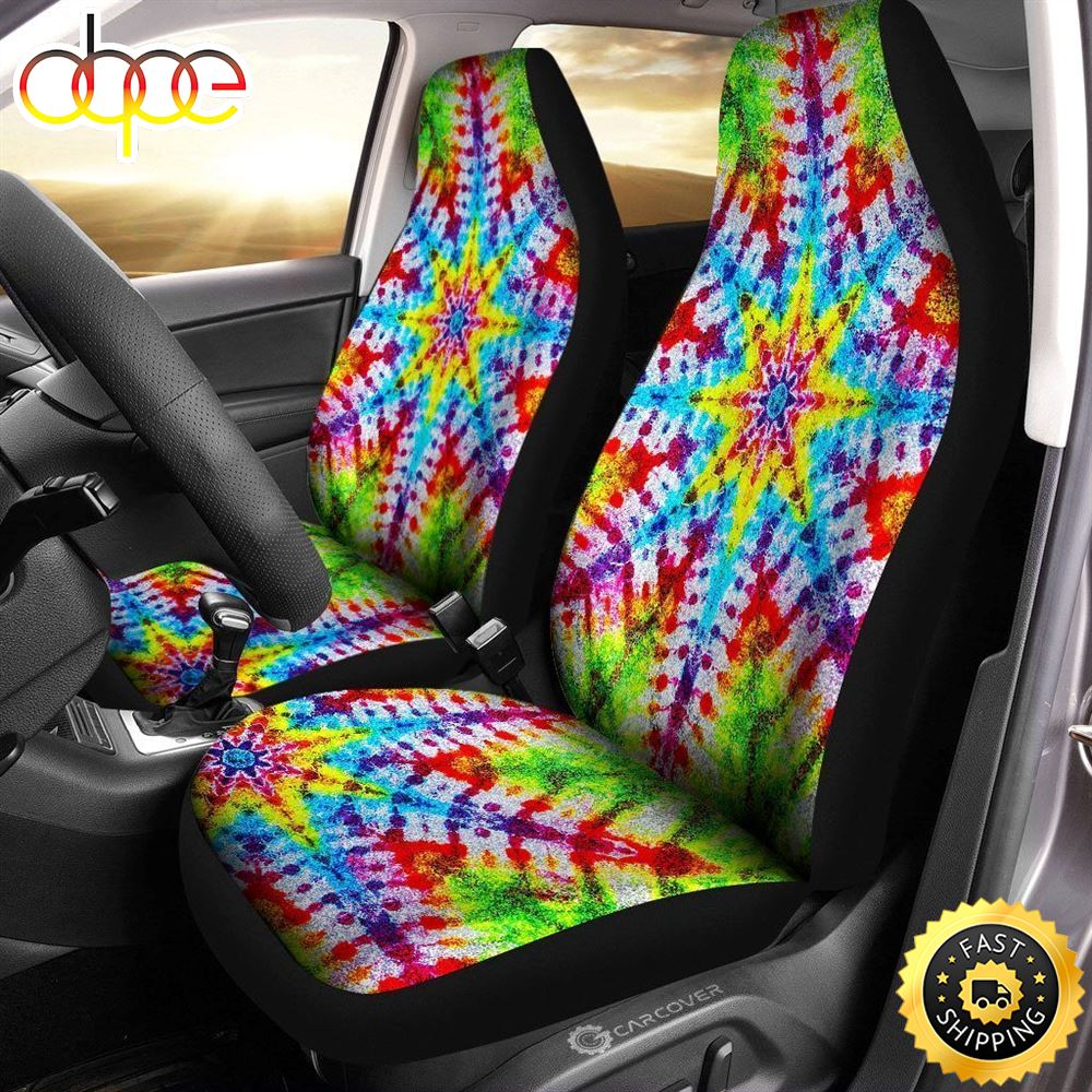 Star Tie Dye Car Seat Covers Custom Car Accessories Hippie Gifts Cbuejw