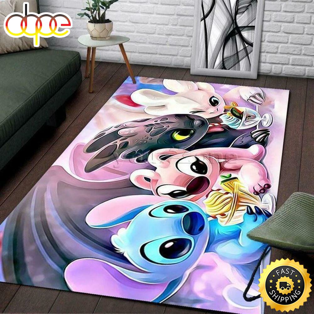 Stitch Family Rug For Lovers. Premium Rectangle Rug Yaxr8l