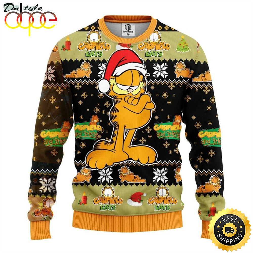 Thanksgiving Garfield Eats Ugly Christmas Sweater Fn8ksu