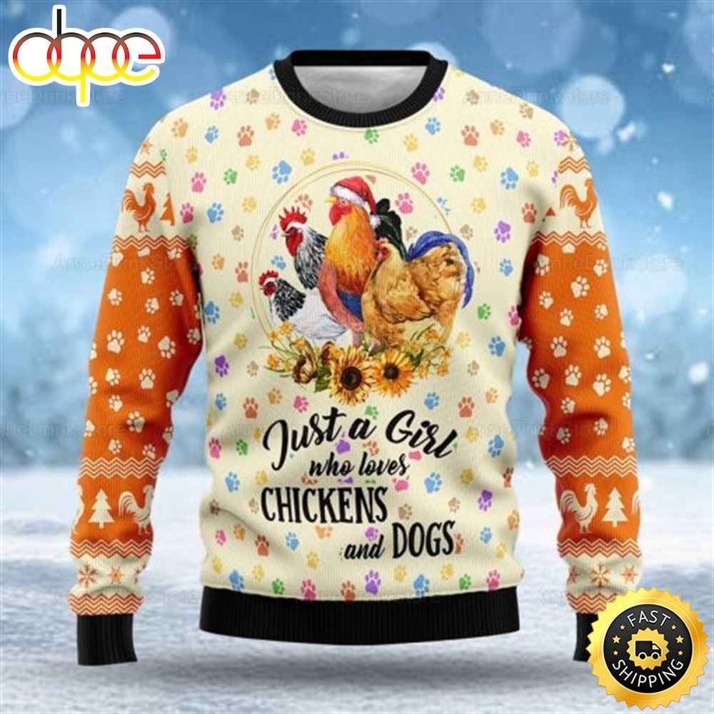 Thanksgiving Just A Girl Who Loves Chickens Christmas Sweater Gift For Him Hzvg4p